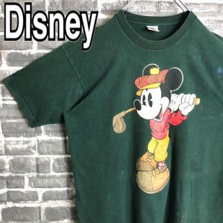 ディズニー(Disney)のディズニー☆Tシャツ 古着 ゆるだぼUSA製 希少 緑 デカロゴ90s n8 .(Tシャツ/カットソー(半袖/袖なし))