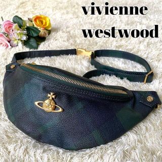 ヴィヴィアンウエストウッド(Vivienne Westwood)の【美品】ヴィヴィアンウエストウッド ボディバッグ オーブ チェック PVC 革(ボディバッグ/ウエストポーチ)