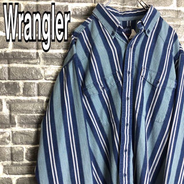 Wrangler(ラングラー)のラングラー☆ストライプシャツ 古着 90s USA製 太ストライプ q4 メンズのトップス(シャツ)の商品写真