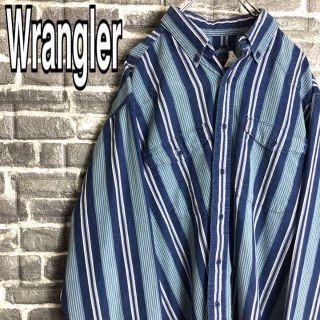 ラングラー(Wrangler)のラングラー☆ストライプシャツ 古着 90s USA製 太ストライプ q4(シャツ)