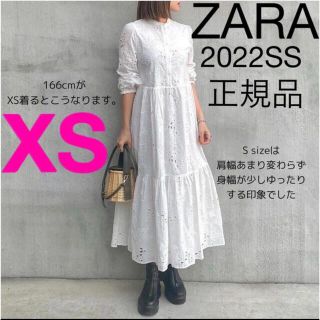 ザラ(ZARA)の【完売/新品】ZARA カットワーク刺繍ワンピース XS(ロングワンピース/マキシワンピース)