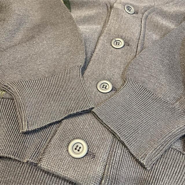 レトロ 昭和 刺繍 デザインカーディガン ウール混 個性的 紫 襟付き