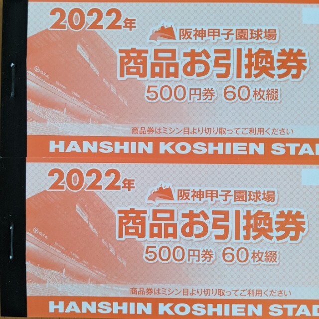 2022年　阪神甲子園球場　商品お引換券　500円×60枚