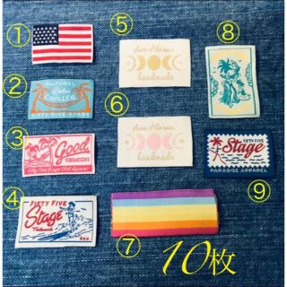 ハンドメイドタグ　10枚 布タグ　刺繍タグ(各種パーツ)