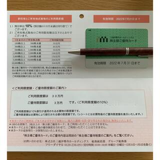 三越伊勢丹　株主優待券カード　限度額30万円　女性名義(ショッピング)