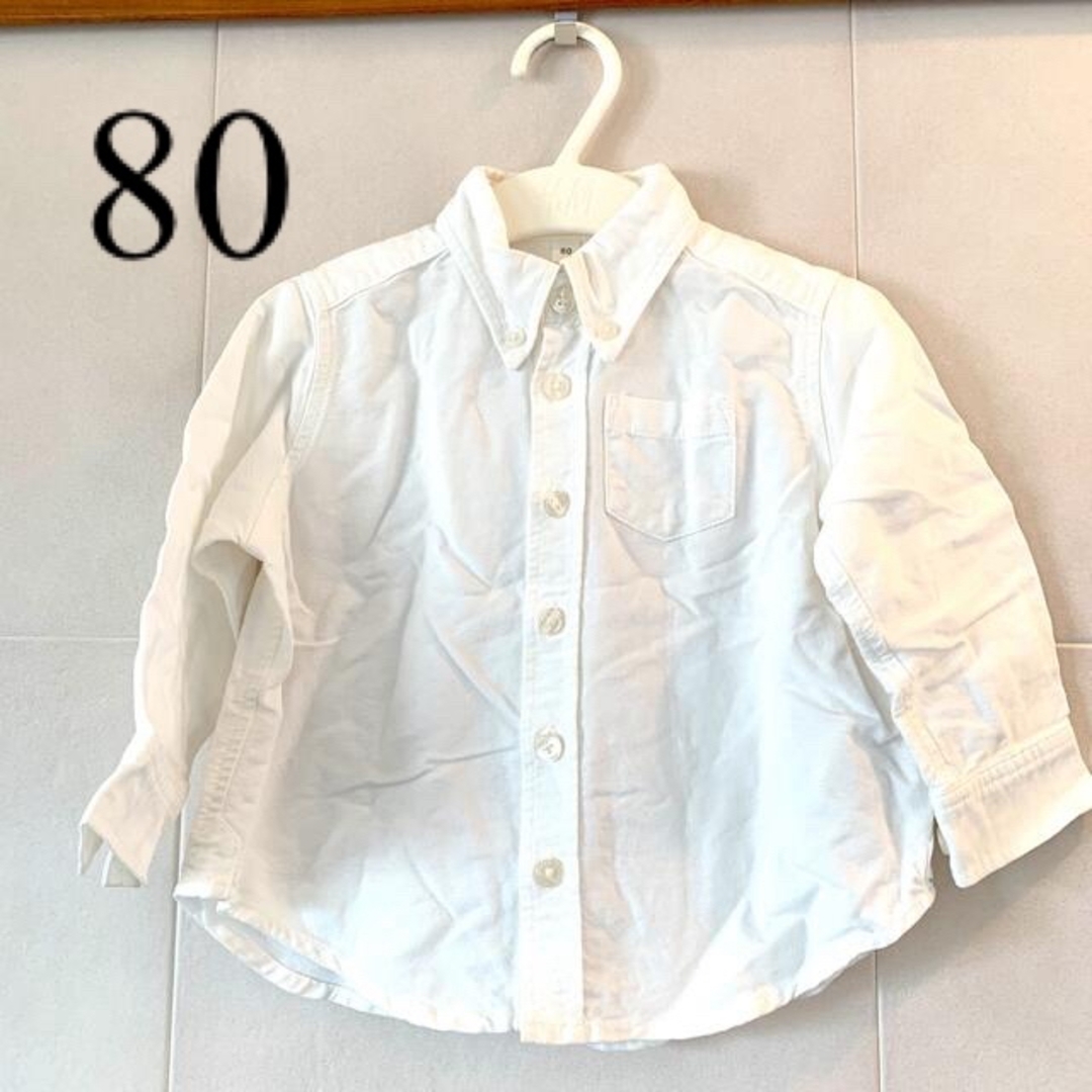 MUJI (無印良品)(ムジルシリョウヒン)の無印良品　シンプルシャツ　80 キッズ/ベビー/マタニティのベビー服(~85cm)(シャツ/カットソー)の商品写真