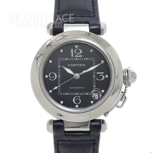 【即納&大特価】  Cartier - カルティエ パシャC ボーイズ 黒文字盤 SS/クロコ オートマ W310609 腕時計(アナログ)