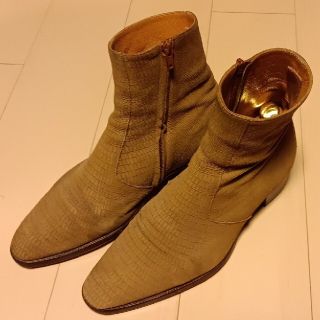 サンローラン(Saint Laurent)のSAINT LAURENT 型押しヌバックヒールブーツ 42(ブーツ)