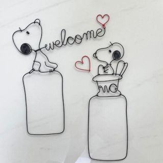 スヌーピー　SNOOPY ワイヤーアート ワイヤークラフト ハンドメイド　(インテリア雑貨)