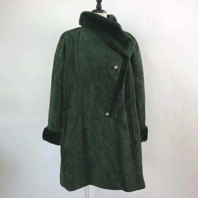 クリスティア ムートンコート MADE IN ITALY グリーン サイズ42 レディースのジャケット/アウター(その他)の商品写真