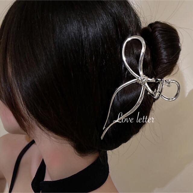 ヘアクリップ バンスクリップ ヘアアクセ ベロア リボン 黒 秋冬