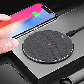 最新　ワイヤレス充電器 置くだけ充電 充電パッド USBケーブル付属 最安値(バッテリー/充電器)