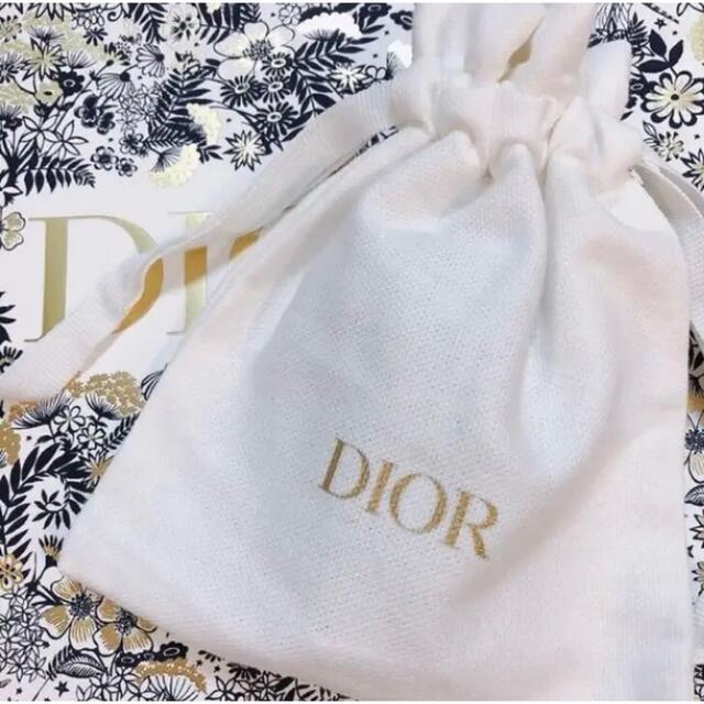 Dior ディオール 巾着 ポーチ 白 ホワイト ノベルティ | フリマアプリ ラクマ