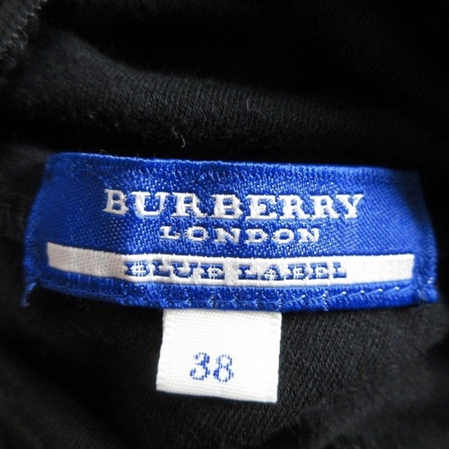 BURBERRY BLUE LABEL(バーバリーブルーレーベル)のバーバリーブルーレーベル カットソー 長袖 ハイネック コットン ロゴ 38 黒 レディースのトップス(カットソー(長袖/七分))の商品写真