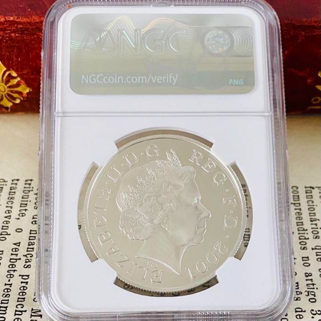 イギリス通貨単位★NGC★最高鑑定★2001 PF70 イギリス ビクトリア女王100周年 銀貨