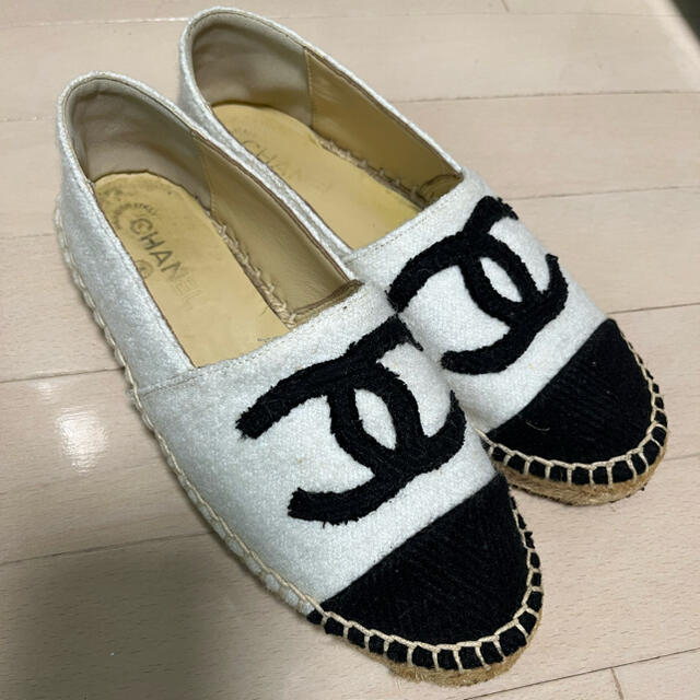 CHANEL ラムスキン エスパドリーユ 38 ローファー スニーカー シャネル