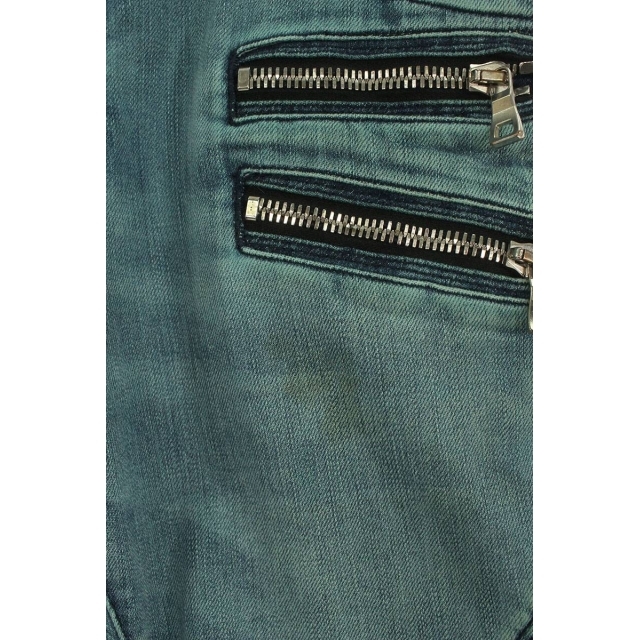 BALMAIN - バルマン 蛇腹バイカージップディテールデニムパンツ 30