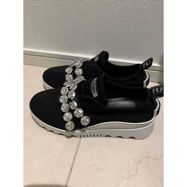 miumiu キラキラビジュー付きスニーカーブラック miumiu キラキラビジュー付きスニーカーブラック