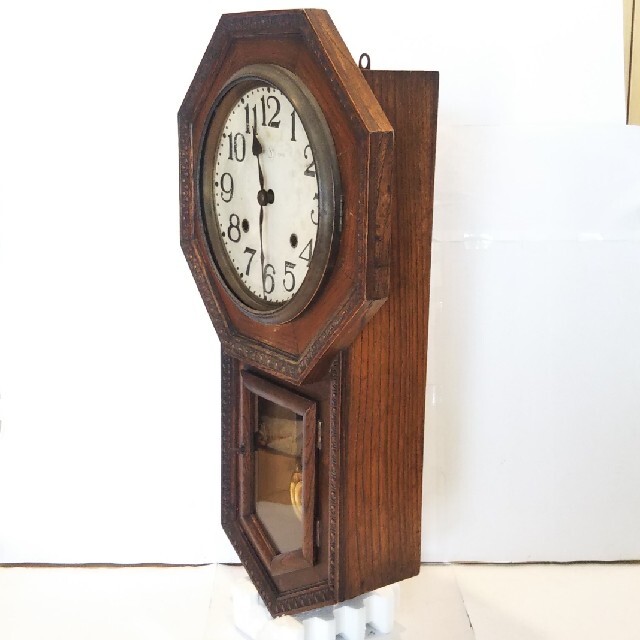 精工舎（セイコー）、八角型ハイグレード8DAY'振り子時計、昭和初期、作動品。