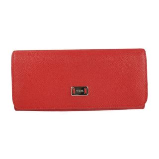 トッズ(TOD'S)のTOD’S トッズ  Flap Continental Wallet フラップ コンチネンタル ウォレット 二つ折り財布  レザー   レッド系   長財布 ロングウォレット 【本物保証】(財布)