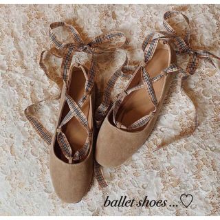 lace-up ballet shoes(beige)treat urself(バレエシューズ)