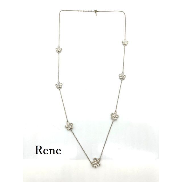 Rene　スワロフスキー　お花 ロング　ネックレス