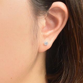 K14WG キュービックジルコニア 5mm スタッドピアス (ピアス)