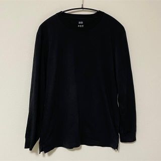 ユニクロ(UNIQLO)のUNIQLO ユニクロ トップス Tシャツ カットソー エアリズム ブラック(Tシャツ/カットソー(七分/長袖))