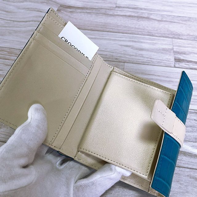 ☆値下げ☆クロコダイル 本革財布 二つ折り コンパクトウォレット