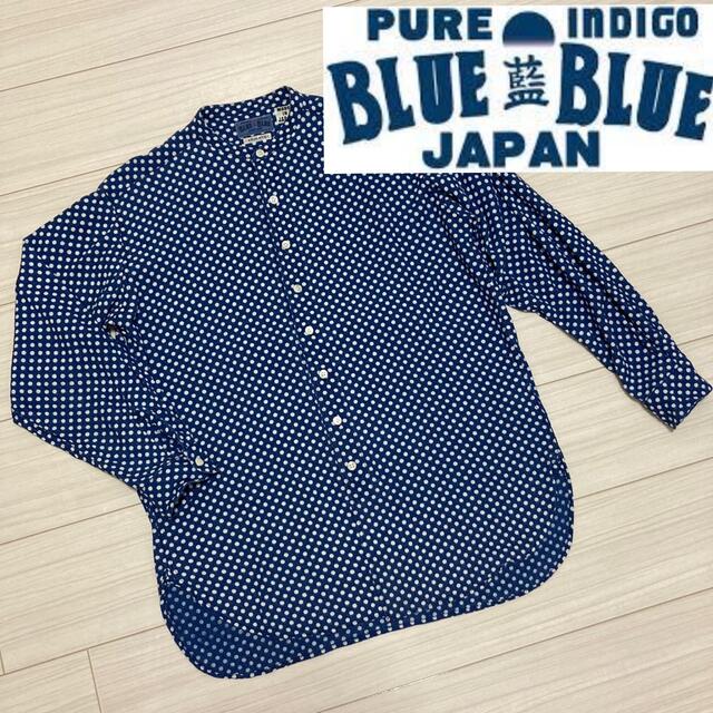 良品◆BLUE BLUE ブルーブルー◆麻 リネン バンドカラー シャツ 1 S