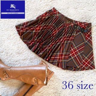 バーバリーブルーレーベル(BURBERRY BLUE LABEL)のバーバリーブルーレーベル チェック柄 プリーツ巻きスカート 36 Sサイズ(ミニスカート)