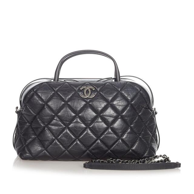 美品 シャネル マトラッセ ココマーク チェーン ハンドバッグ ショルダーバッグ 2WAY カーフ レディース CHANEL 【100-0000019】約55cm開閉式