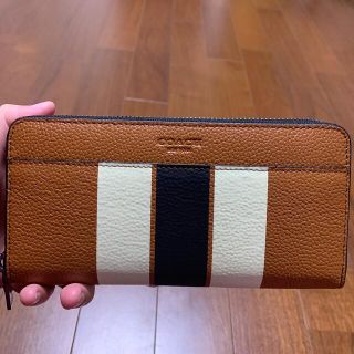 コーチ(COACH)のコーチ　　長財布　ブラウン×ホワイト×ブラックライン(長財布)