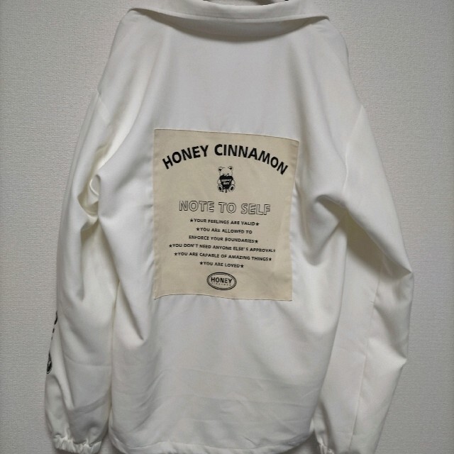 Honey Cinnamon(ハニーシナモン)の完売 ハニーシナモン honey cinnamon ナイロン ジャケット 白 レディースのジャケット/アウター(ブルゾン)の商品写真