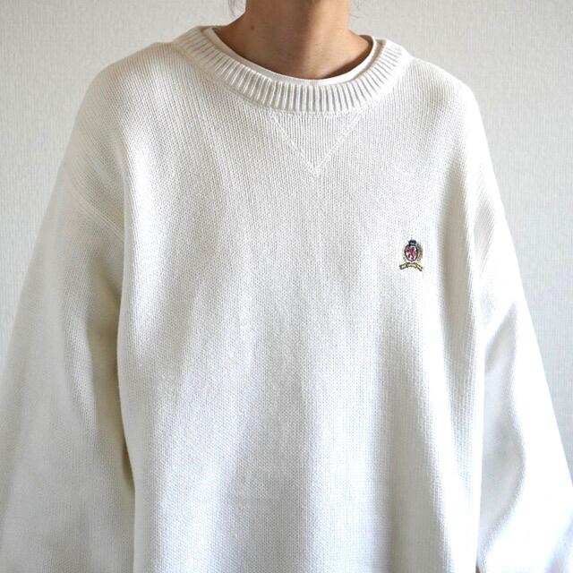 【人気Lサイズ】トミーヒルフィガー☆刺繍ロゴ入りセーター　薄手　H180