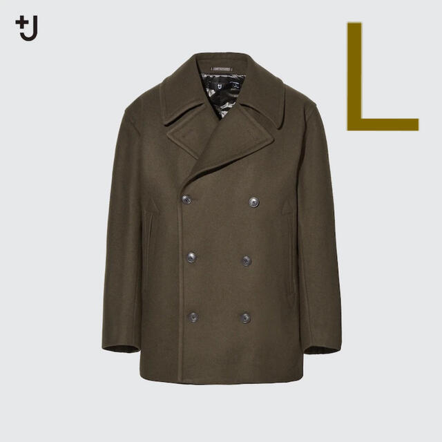 UNIQLO +J ウールブレンド オーバーサイズピーコート Olive L100％ポリエステル裏地