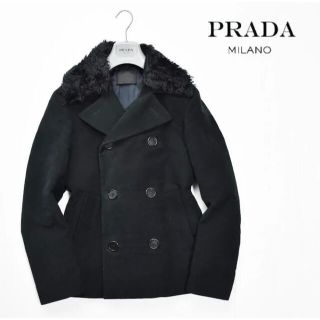 プラダ(PRADA)の【最高級イタリア製】PRADA 付け襟 ファー ピーコート ダブルジャケット(ピーコート)