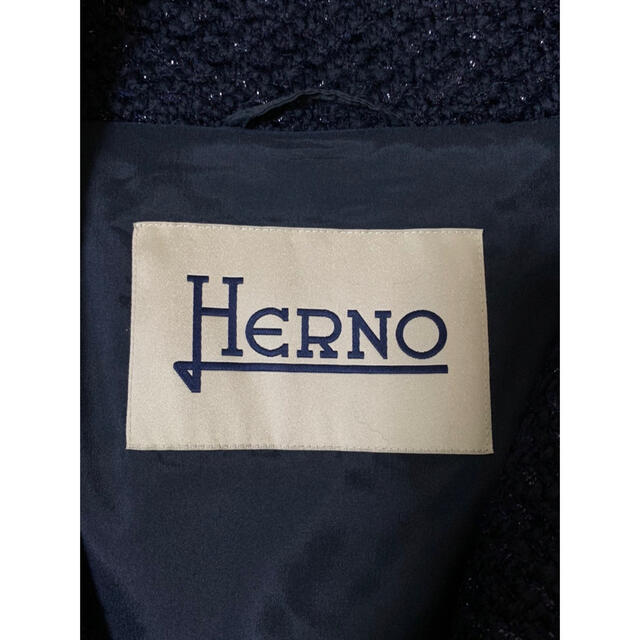 HERNO HERNO ヘルノ ラメ グリッター タグ付 ツイード ショートコート