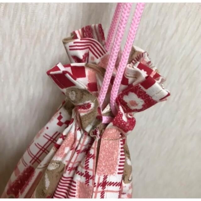 梅花様専用★リボンクマの大きめ巾着袋❤︎ハンドメイド ハンドメイドのファッション小物(ポーチ)の商品写真