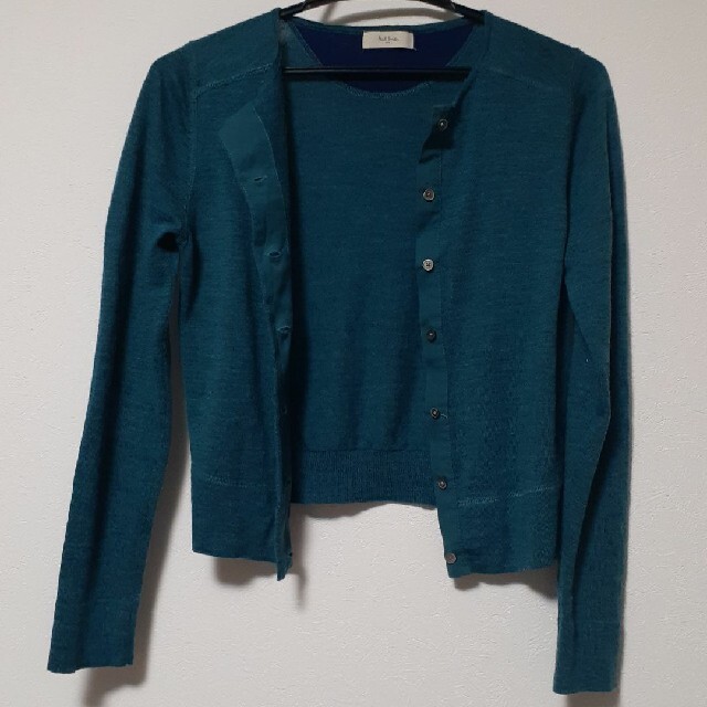 シミ有り カーディガン paul smith ターコイズブルー? カーディガン