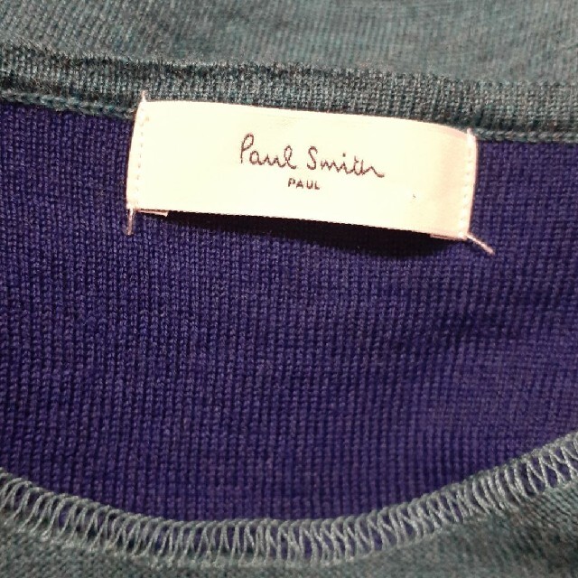 シミ有り カーディガン paul smith ターコイズブルー? カーディガン