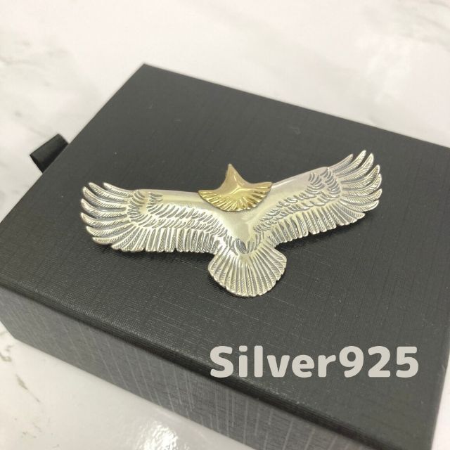 silver925 イーグル ゴールド フック チェーンネックレス Mサイズ15cm縦