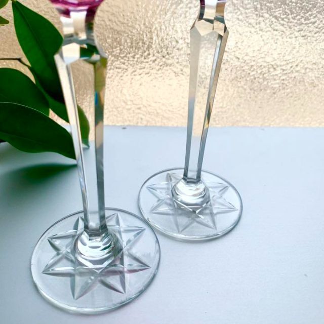 超希少*BACCARAT オールドバカラ リキュールペアグラス 被せルビー