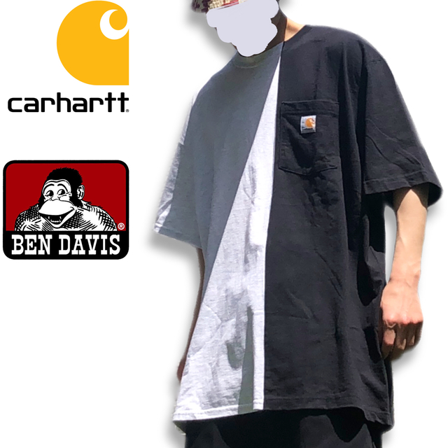 【希少】Carhartt × BEN DAVIS コラボ リメイク風半袖Tシャツ67肩幅