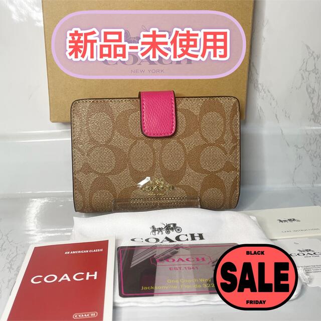 COACH コーチ 二つ折り財布 ピンク 新品未使用