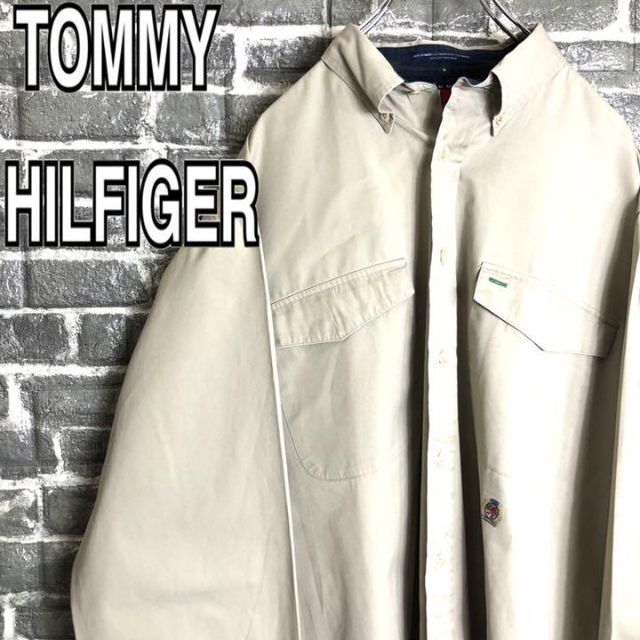 TOMMY HILFIGER(トミーヒルフィガー)のトミーヒルフィガー☆BDシャツ ワンポイント刺繍ロゴ 90s古着ゆるだぼ w7 メンズのトップス(シャツ)の商品写真