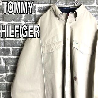 トミーヒルフィガー(TOMMY HILFIGER)のトミーヒルフィガー☆BDシャツ ワンポイント刺繍ロゴ 90s古着ゆるだぼ w7(シャツ)