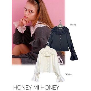 HONEY MI HONEY レースカラーシフォンブラウス