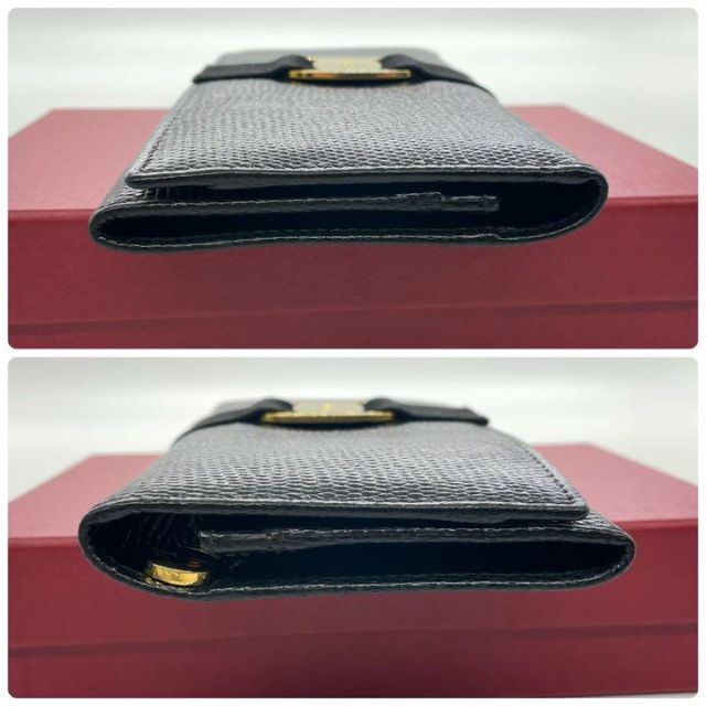 Ferragamo フェラガモ ヴァラリボン リザード型押し 長財布 ブラック