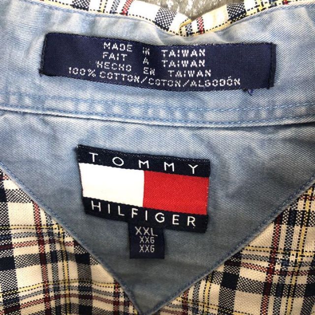 トミーヒルフィガー☆チェックシャツ 古着 90s ゆるだぼ旧タグ刺繍ロゴ w53